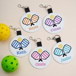 Personalized Multicolor Embroidery Pickleball Tag Keychain with Name Bag Accessories Birthday Team Gift for Pickleball Players Lovers