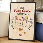 Personalized Heart Birth Flower Garden Family Poster Frameless Framed Painting with 1-12 Names Home Decor Birthday Mother's Day Gift for Mom Grandma