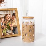 Personalized 1-5 Face Photo Best Mom Ever 20 oz Glass Cup with Lid and Straw Mother's Day Gift for Grandma Mom