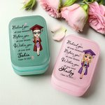 Personalized Cartoon Graduate Character PU Leather Jewelry Box with Name and LED Three-Color Adjustable Makeup Mirror Graduation Gift for Women