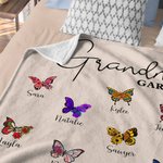 Personalized Grandma's Garden Birth Butterfly Soft Throw Blanket with Title and 1-10 Names Mother's Day Birthday Gift for Mom Grandma