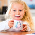 Personalized Fantasy Unicorn Gradient Initial 12 oz Colored Rim Enamel Mug with Name Birthday Children's Day Gift for Girls Boys