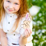 Personalized Bunny Ears and Tail Cute Initial Wooden Easter Basket Tag with Name Birthday Easter Party Children's Day Gift for Kids