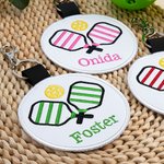 Personalized Multicolor Embroidery Pickleball Tag Keychain with Name Bag Accessories Birthday Team Gift for Pickleball Players Lovers