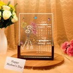 Gepersonaliseerde First Mom Now Grandma Geboorte Bloemen Kalender LED Nachtlampje met Houten Voet Home Decor Moederdag Cadeau voor Moeder Oma