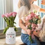 Vase à Fleurs en Céramique avec titre et 1-8 noms Anniversaire Cadeau de Fête des Mères et d'Anniversaire pour Maman ou Grand-mère