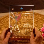 Gepersonaliseerde First Mom Now Grandma Geboorte Bloemen Kalender LED Nachtlampje met Houten Voet Home Decor Moederdag Cadeau voor Moeder Oma