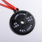 Personalizado Multicolor 3D Impreso Barbell Peso Plato Árbol de Navidad Ornamento con Texto Cumpleaños Navidad Regalo para los amantes del fitness de levantamiento de pesas