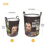 Personalized Cartoon Character Collapsible Waterproof Laundry Storage Basket with Name Mother's Day Birthday Gift for Mom Grandma Knitting Lovers