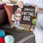 Personalisierte Vintage Cartoon Character Large Zippered Tote Bag mit Namen Muttertag Geburtstag Geschenk für Mama Oma Stricken Liebhaber