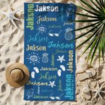 Henkilökohtainen Art Summer Doodle nimi Nopea kuivaus ylisuuri mikrokuituliina rantapyyhe Loma Travel Essential Syntymäpäivälahja perheelle Ystävät