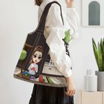 Sac de Tricot Rétuilisable Personnalisé avec Nom et Image de Femme Large Capacité Cadeau Anniversaire Fête des Mères pour Femme Amatrice de Tricot