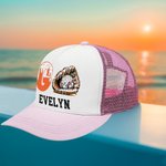 Personalized Baseball Softball Ice Cream Dripping Trucker Hat with Name and Adjustable Snapback Sport Travel Accessories Birthday Gift for Women Girls