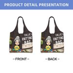 Bolsa de tela grande reutilizable personalizada con el nombre de un personaje de punto de dibujos animados Regalo de cumpleaños para el Día de la Madre para la mamá y la abuela amantes del punto