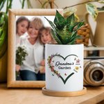 Giardino della nonna personalizzato Cuore 1-6 Fiore di nascita Vaso per piante in ceramica con nome Compleanno Regalo per la festa della mamma Nonna