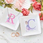 Personalisierte Cartoon Fantasy Meerjungfrau Prinzessin Initial Keramik Trinket Schmuck Schale mit Namen Geburtstag Party Geschenk für Töchter Besties Mädchen