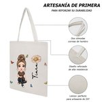 Bolsa de lona personalizada con personaje de dibujos animados y flor regalo de cumpleaños para mujeres y niñas