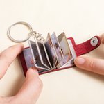 Personalized Mini Engraved Text PU Leather Photo Album Keychain with 10-14 Photos Birthday Anniversary Gift for Friends Couples