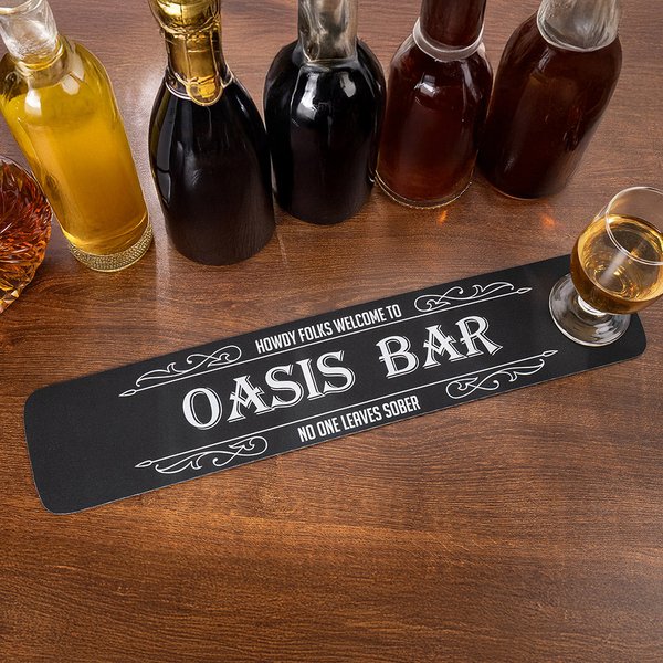 Personalized Vintage No-Slip Bar Mat Home Bar Pub Accessory Father's Day Birthday Gift for Bartending Lovers Men