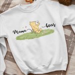 Personalized Mama Bear Classic Winnie the Pooh Sweatshirt with Name Mother's Day Birthday Gift for Mom Grandma Auntie Family
