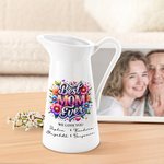 Personalized Best Mom Ever Flower Ceramic Vase with 1-6 Names Home Decor Mother's Day Gift for Mom Grandma