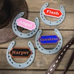 Personalizado Multicolor Clásico 3D de impresión en forma de herradura Establo Nombre de la placa Puerta Granero Granja Accesorio Regalo para los amantes del caballo Propietario