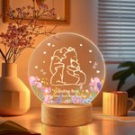 Personalized Hugging Bear Family Acrylic LED Night Light with Wooden Base and Names Home Decor Mother's  Day Birthday  Gift for Mom Grandma
