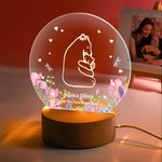 Personalized Hugging Bear Family Acrylic LED Night Light with Wooden Base and Names Home Decor Mother's  Day Birthday  Gift for Mom Grandma