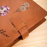 Cahier de croquis A5 personnalisé en cuir PU avec nom et pochette de rangement Cadeau d'anniversaire de rentrée scolaire pour femmes