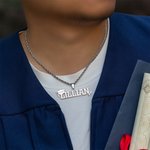 Personalised Bachelor Cap Men's Name Necklace with Year Graduation Keepsake Gift for Class of 2025 Graduates