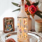Personalized Birth Flowers LED Night Light Bottle Lamp with 1-18 Names Home Decor Mother's Day Birthday Gift for Grandmom Mom