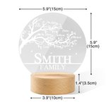 Árbol de la vida familiar personalizado Luz de noche acrílica con base de madera Decoración para el cuarto de los niños Día de la madre Regalo de cumpleaños para la familia