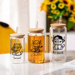 Vaso de Cerveza con Tapa de Bambú y Pajita Personalizado con el Nombre de una Vaca de las Tierras Altas 12/16/20 oz Regalo de Cumpleaños para los Amantes de las Vacas de las Tierras Altas