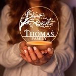 Árbol de la vida familiar personalizado Luz de noche acrílica con base de madera Decoración para el cuarto de los niños Día de la madre Regalo de cumpleaños para la familia