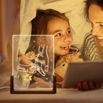 Personalisierte Geburt Blume Mama und Kind Holding Hands LED-Nachtlicht mit hölzernen Basis und 1-6 Kindernamen Muttertag Geburtstag Geschenk für Mama Oma