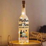 Personalized Cartoon Mom and 1-4 Kids Forever Linked Together LED Bottle Lamp with Names Birthday Home Decor Mother's Day Gift for Mom Grandma