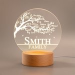 Árbol de la vida familiar personalizado Luz de noche acrílica con base de madera Decoración para el cuarto de los niños Día de la madre Regalo de cumpleaños para la familia