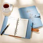 Personalized Saved By Grace Birth Flower Name Leather Binder Notebook with Compartment Birthday Mother's Day Gift for Her