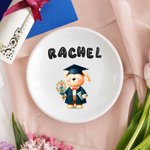 Personalised Cute Graduation Bear Ceramic Trinket Jewellery Dish with Bubble Name Home Decor Graduation Keepsake Gift for Graduates