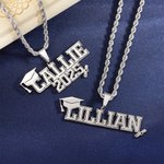 Personalised Bachelor Cap Men's Name Necklace with Year Graduation Keepsake Gift for Class of 2025 Graduates