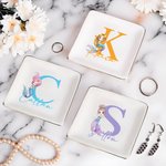 Personalisierte Cartoon Fantasy Meerjungfrau Prinzessin Initial Keramik Trinket Schmuck Schale mit Namen Geburtstag Party Geschenk für Töchter Besties Mädchen