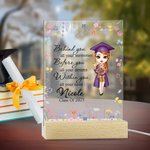 Lámpara de noche LED de cuatro colores ajustable con base de madera y nombre Regalo de graduación para graduados