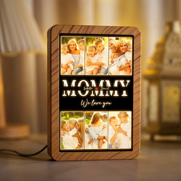Personalized We Love You LED Photo Frame Mirror with 1-7 Names Mother's Day Anniversary Birthday Gift for Mom Grandma