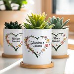 Giardino della nonna personalizzato Cuore 1-6 Fiore di nascita Vaso per piante in ceramica con nome Compleanno Regalo per la festa della mamma Nonna
