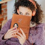 Cahier de croquis A5 personnalisé en cuir PU avec nom et pochette de rangement Cadeau d'anniversaire de rentrée scolaire pour femmes