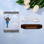 Personalized Leopard Print Mother and Daughter Back View LED Night Light with Wood Base Home Desk Decor Birthday Mother's Day Gift for Mom Grandma