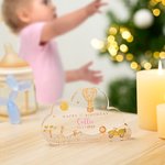 Personalized Happy 1st Birthday Giraffe Zebra Animals Cloud Acrylic Plaque with Name and Date Nursery Decor Baby Shower Gift for Kids