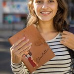 Cahier de croquis A5 personnalisé en cuir PU avec nom et pochette de rangement Cadeau d'anniversaire de rentrée scolaire pour femmes