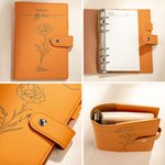 Personalized Saved By Grace Birth Flower Name Leather Binder Notebook with Compartment Birthday Mother's Day Gift for Her