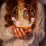 Personalized Hugging Bear Family Acrylic LED Night Light with Wooden Base and Names Home Decor Mother's  Day Birthday  Gift for Mom Grandma